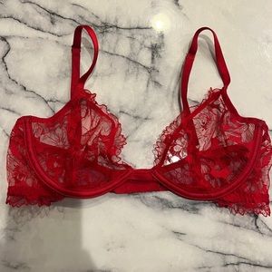 Red lace bra